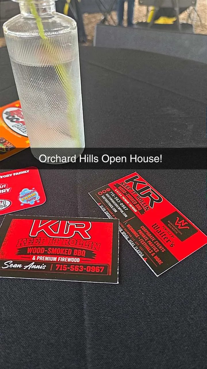 Red and black KIR wood-smoked BBQ and premium firewood business cards